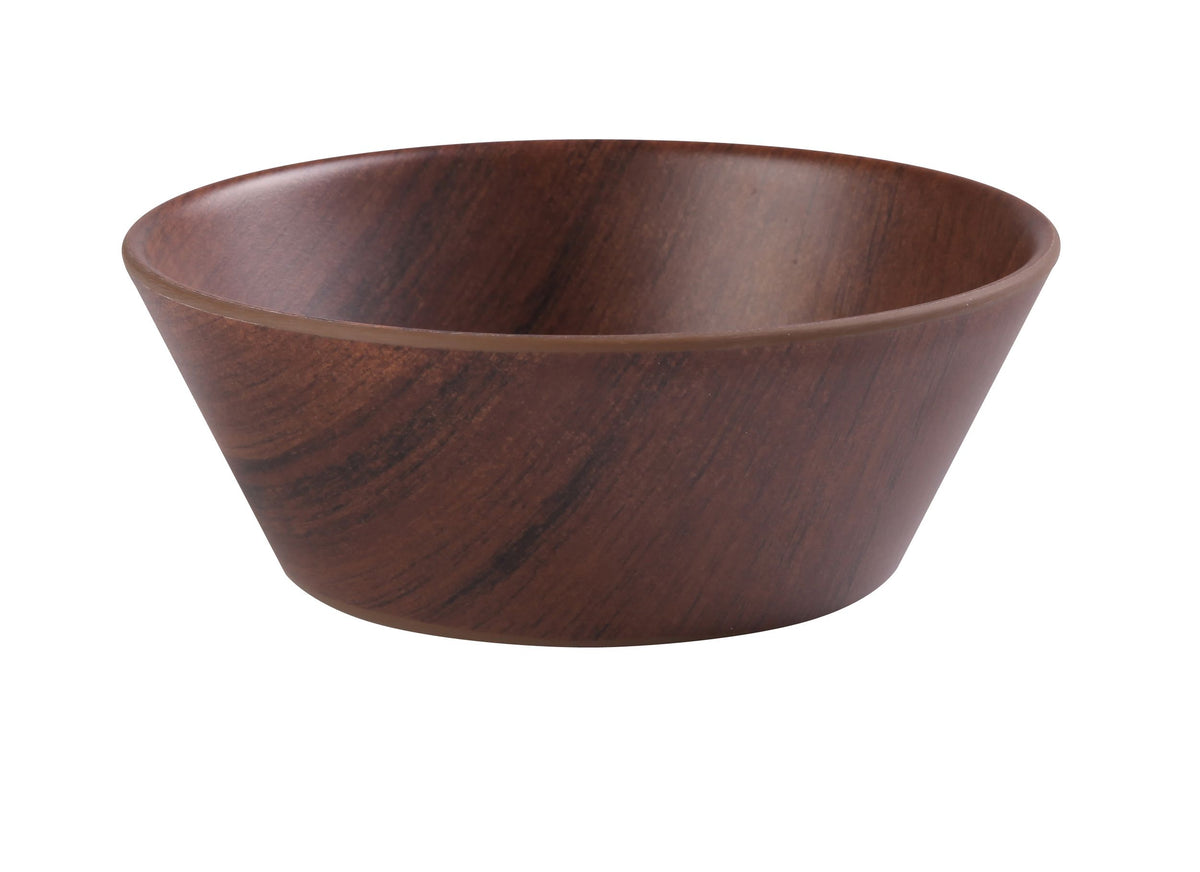 Yanco WL-506 - 6" Round Salad Bowl, 18 Oz, Brown Woodgrain Melamine, - Case of 48