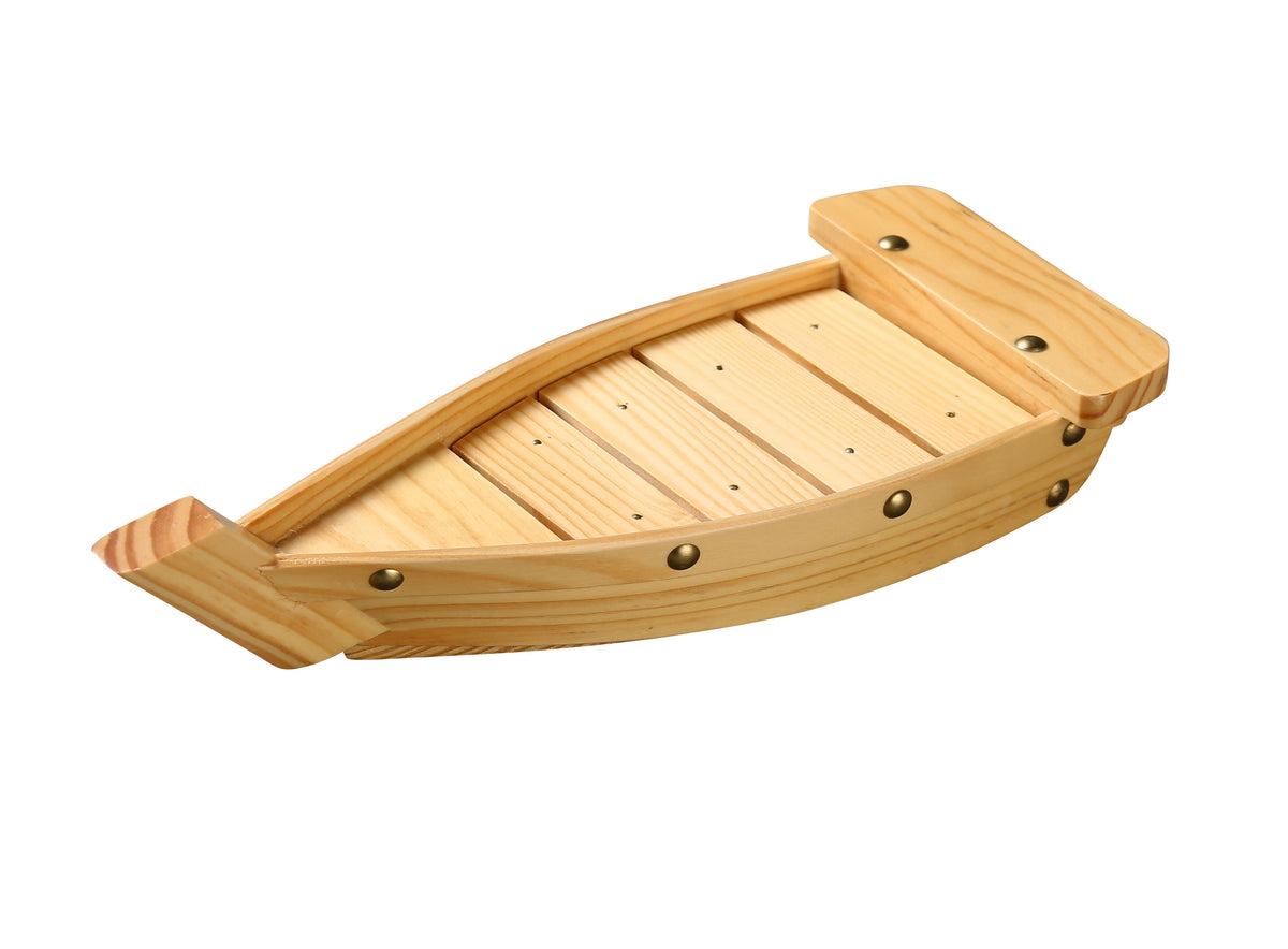 Yanco WS-113 Sushi Boat, 13-1/4" L x 5-3/4" W x 2-1/4" H, Boat-Shaped Wooden Serveware - Case of 12