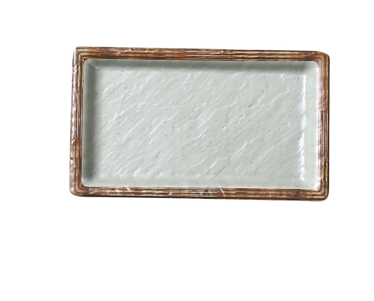 Yanco YO-3006 Sushi Plate, Deep 6-1/2" L x 3-3/4" W x 3/4" H, Melamine Matte Green - Case of 48