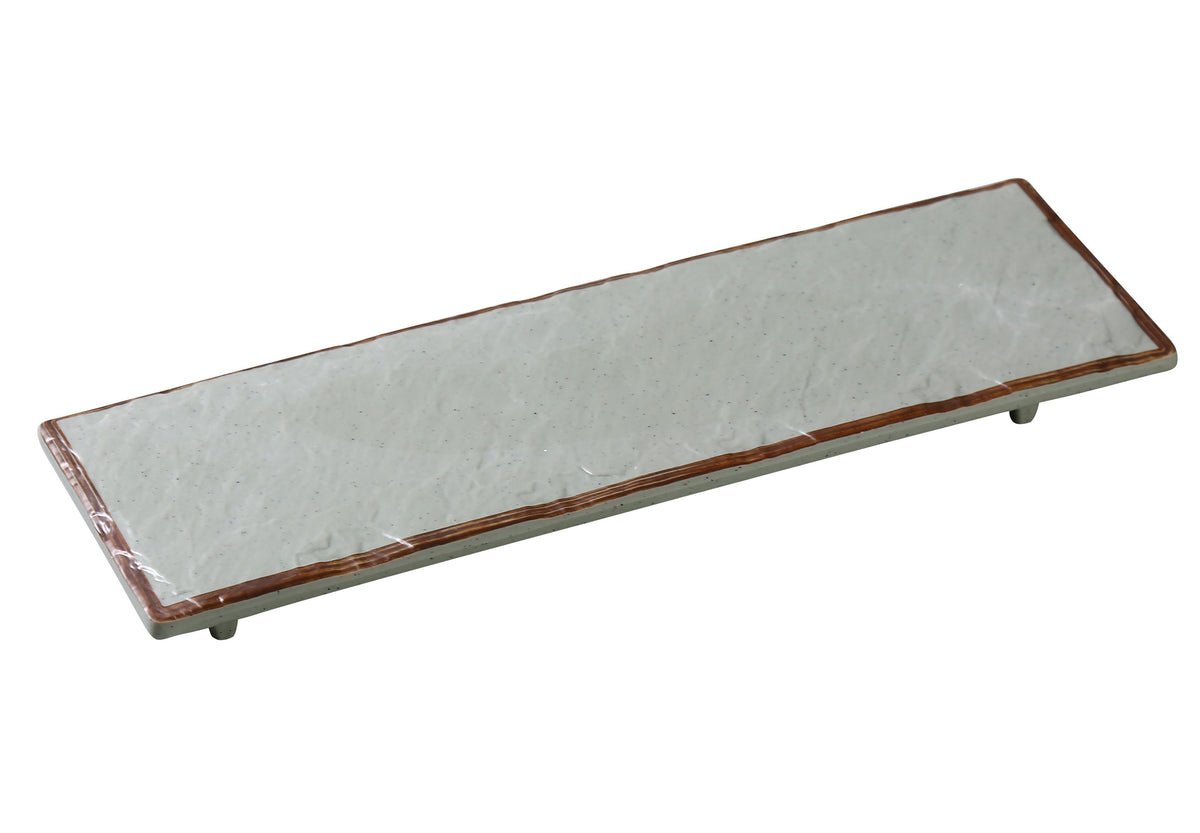 Yanco YO-4012 - 12" x 4" x 3/4" Rectangular Melamine Plate Matte Green Dishwasher-Safe - Case of 12