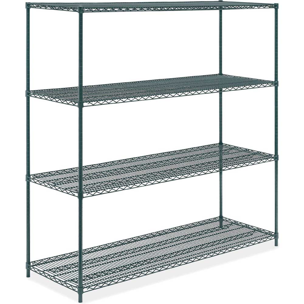 24"D x 72"L x 64"H Green Epoxy Wire Shelving Kit, 4-Shelf, NSF Listed