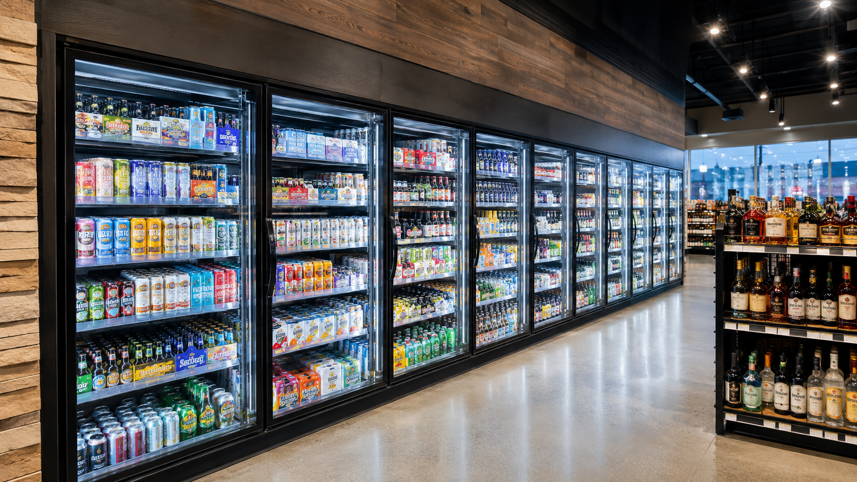 Display Walk-In Coolers with Glass Doors for Liquor Stores
