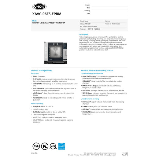 Spec Sheet