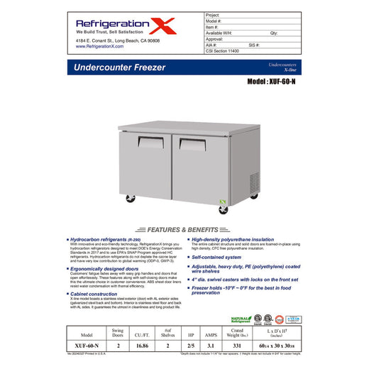 XUF-60-N Spec Sheet