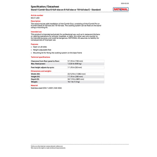 Spec Sheet
