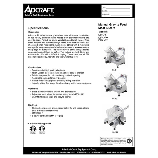 SL-12L Spec Sheet