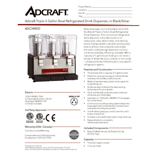 ADC3BRDD Spec Sheet