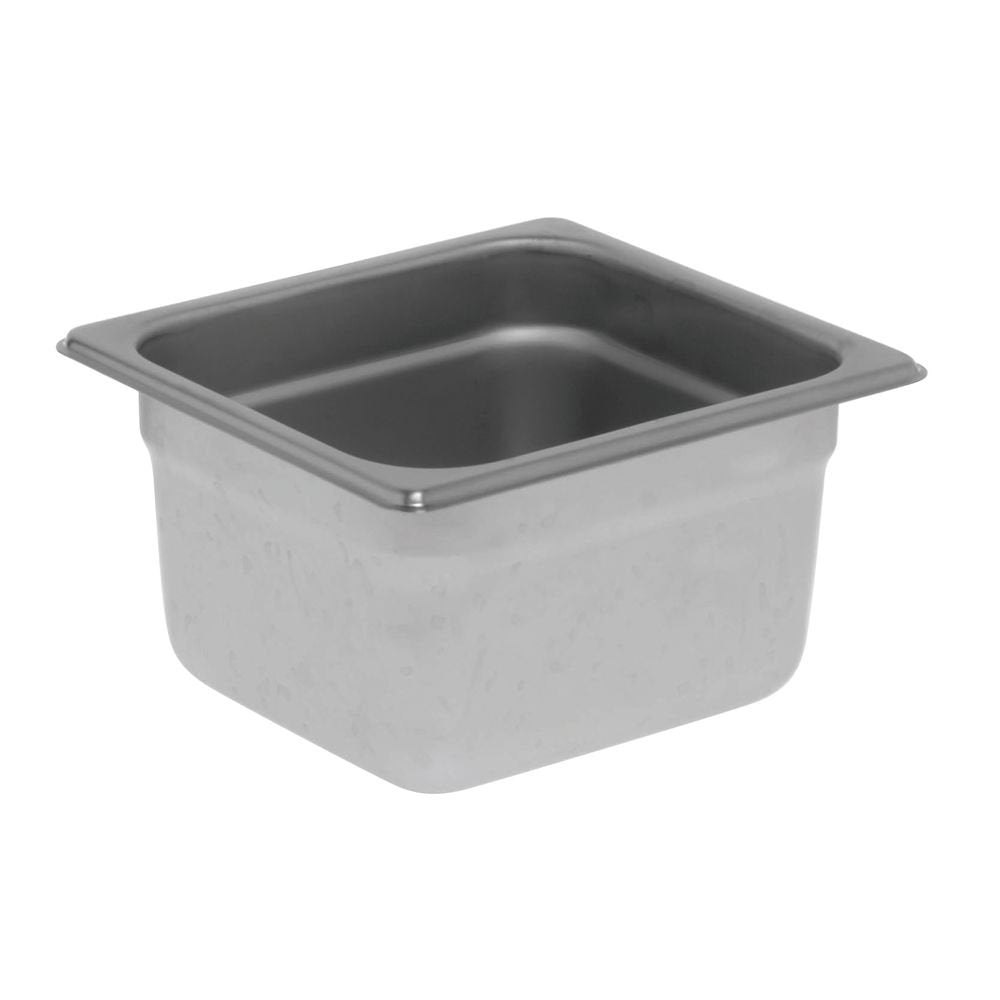 Prepline PFP-16-4 1/6 size stainless steel steam table pan, angled view (representative image)