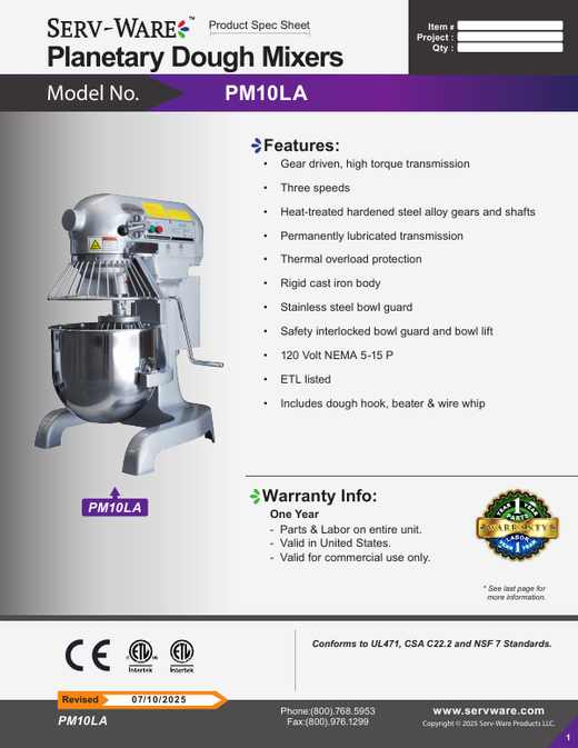 Spec Sheet
