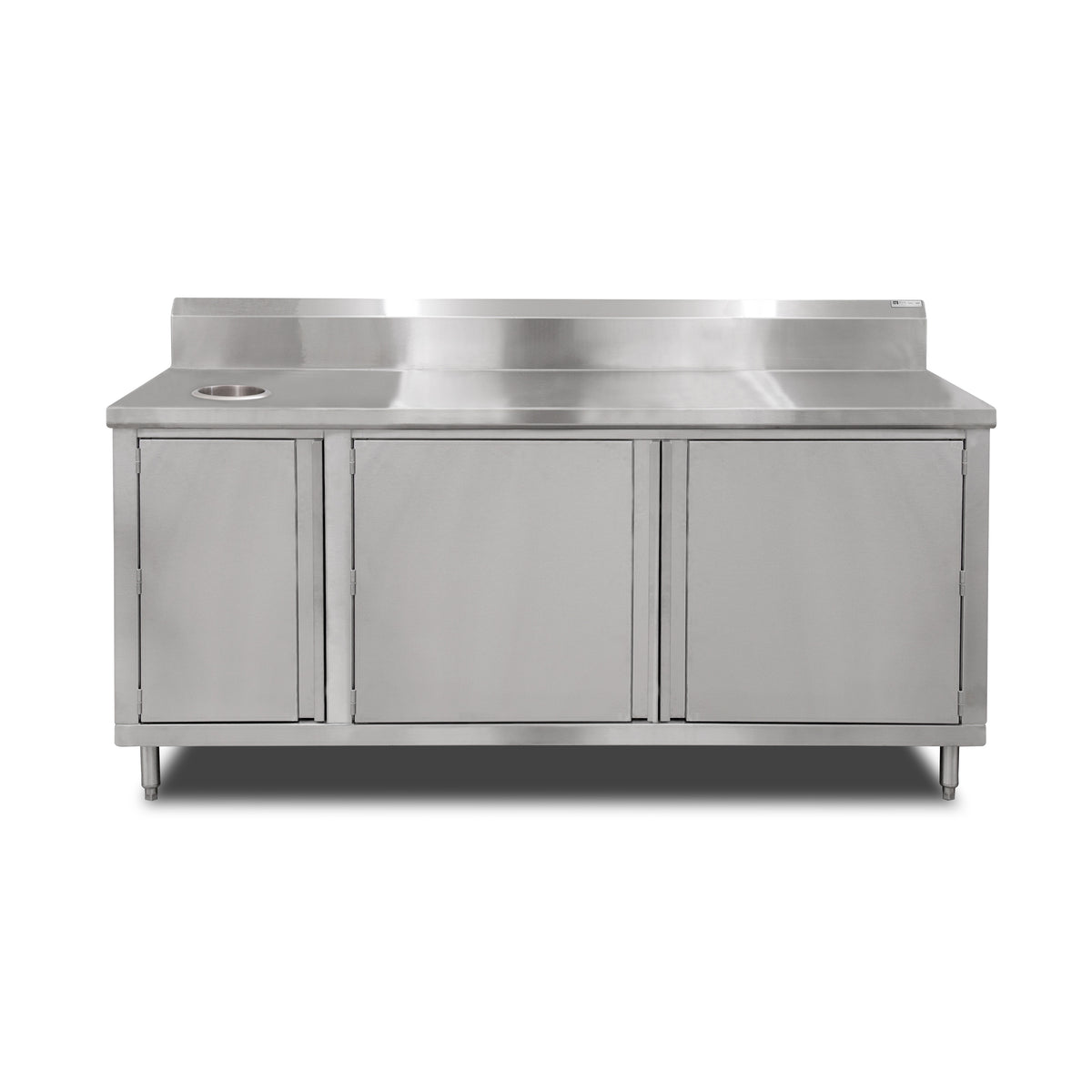 John Boos 4BU4R5-3648-L 48" Cabinet Base Hinged Doors Work Table with Left Trash Chute / 2+1 Doors
