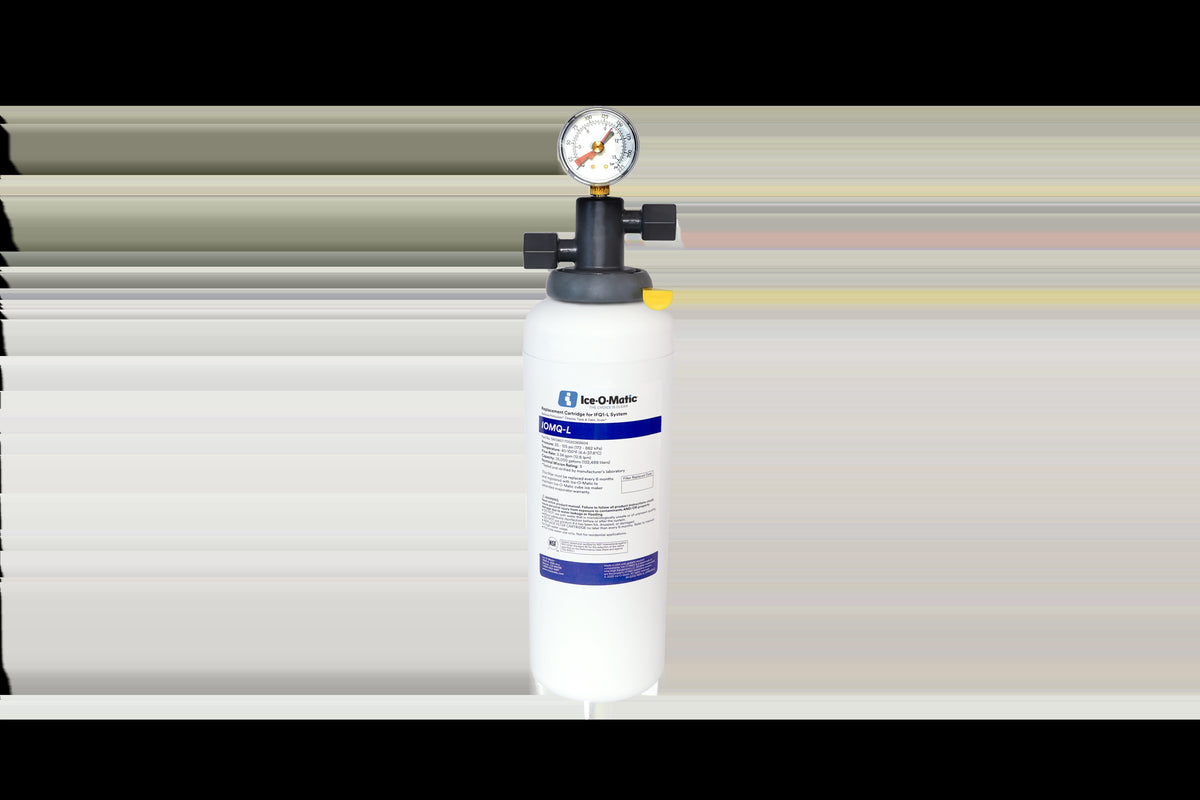 Ice-O-Matic IFQ1-L water filtration system, manifold head with pressure gauge and single cartridge