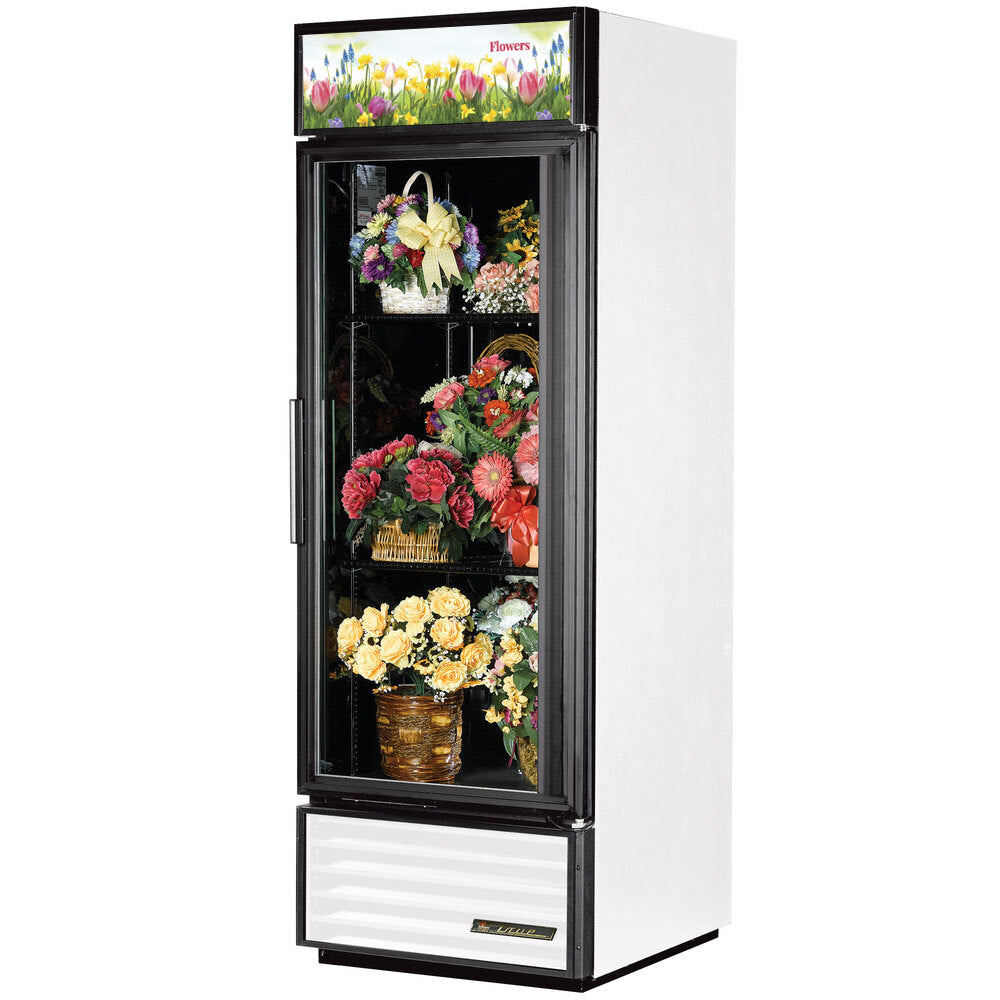 True GDM-23FC-HC~TSL01 27" White Refrigerated Glass Door Floral Case with LED Lighting