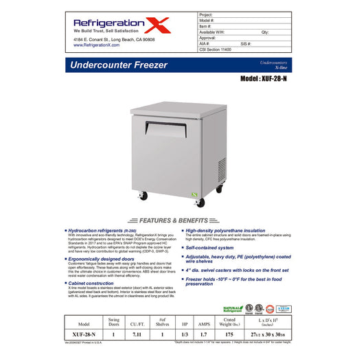 XUF-28-N Spec Sheet