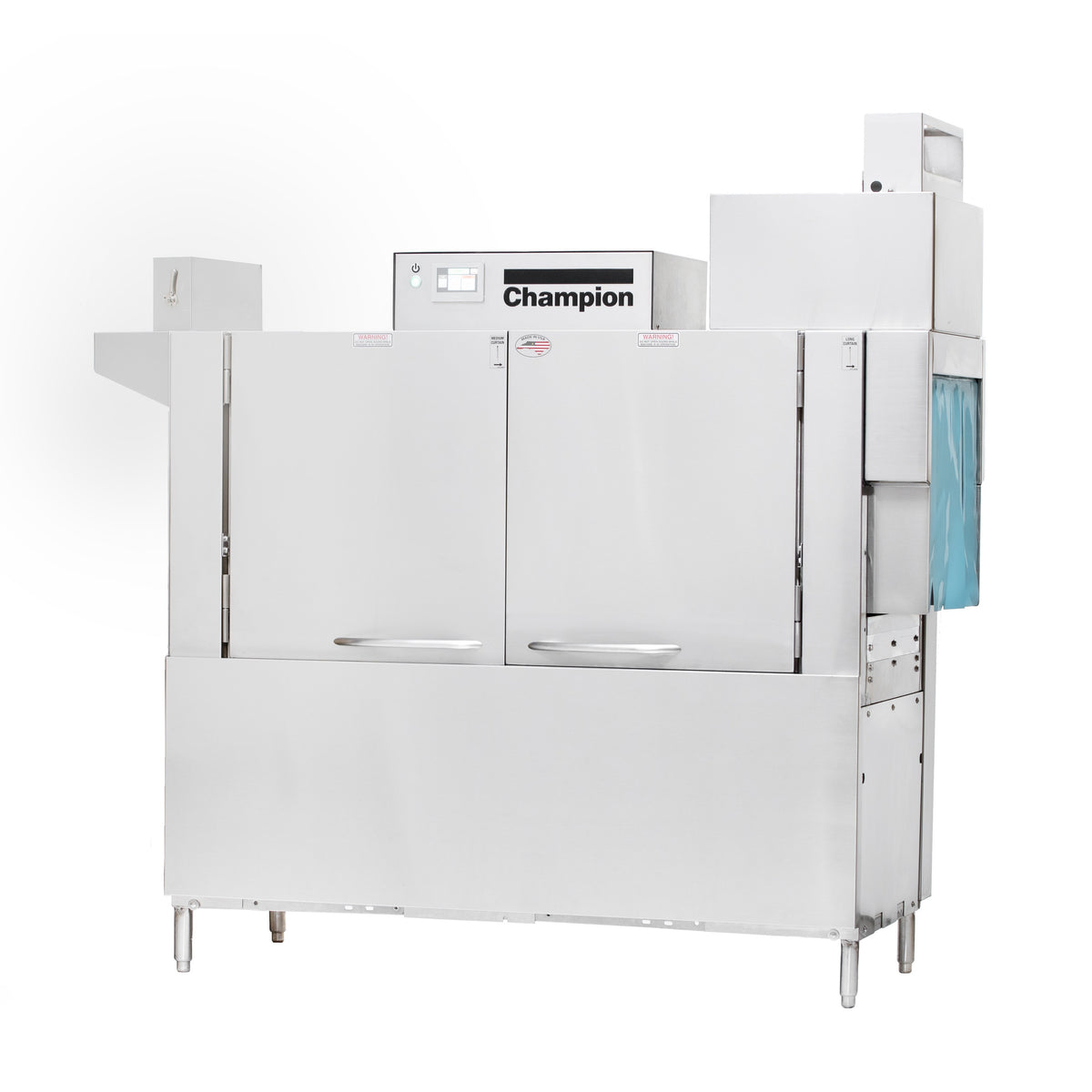 Champion 64 PRO 2-tank rack conveyor dishwasher, front angle view