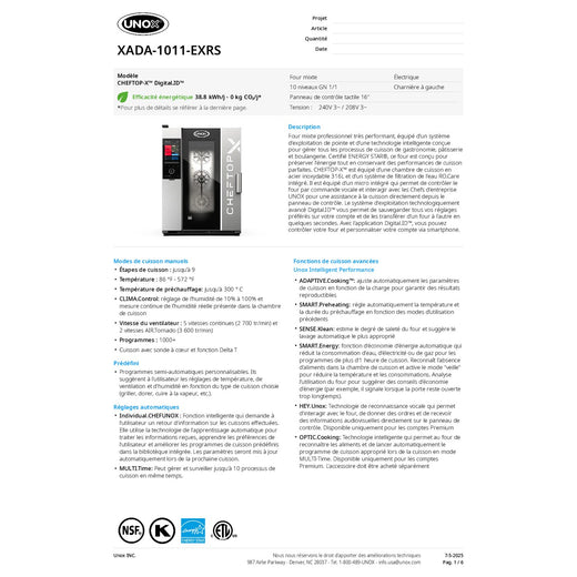 Spec Sheet French