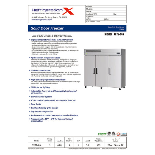XF72-3-N Spec Sheet