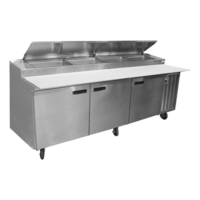 Delfield 18699PTLP 99-Inch Refrigerated Pizza Prep Table — 3 doors