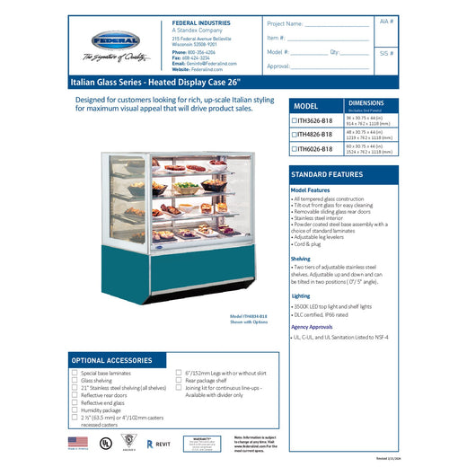 ITH3626-B18 Spec Sheet