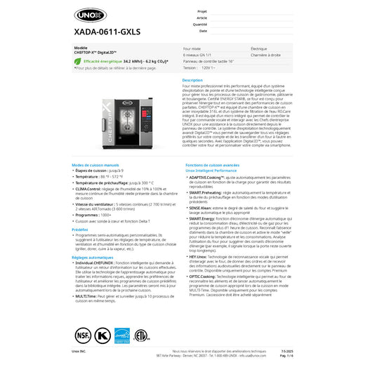 Spec Sheet French