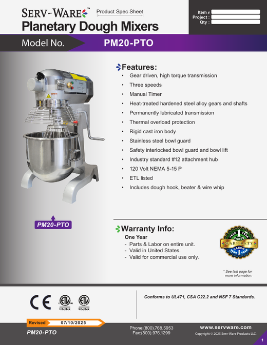 Spec Sheet