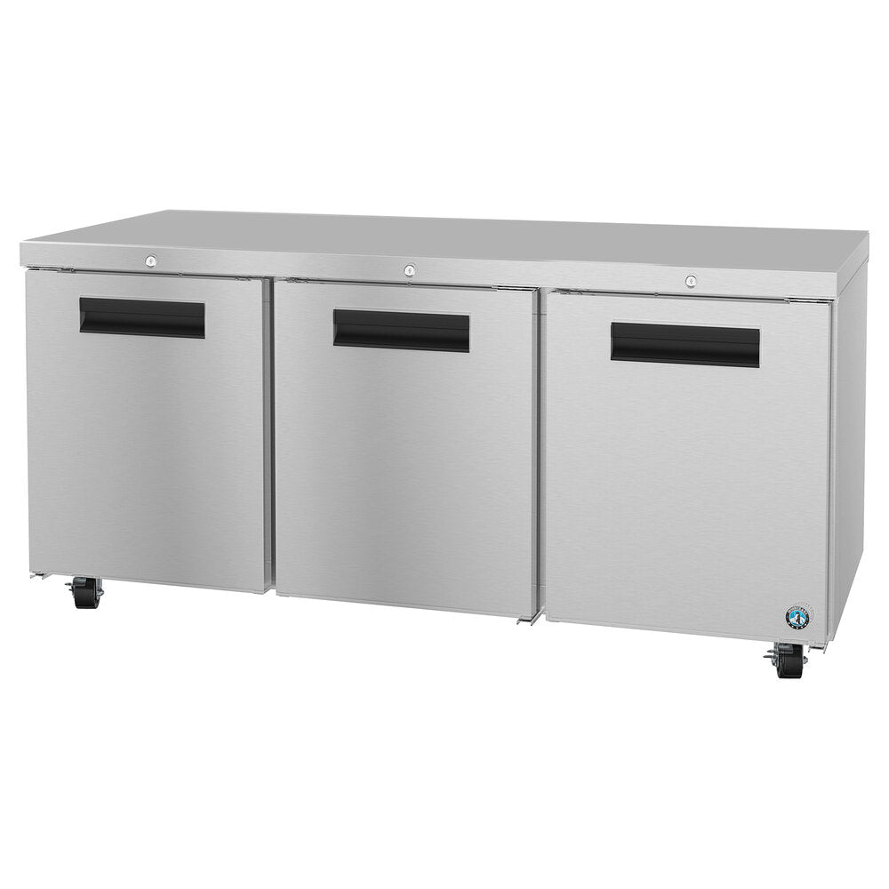 Hoshizaki UR72B-01 Steelheart 72" Stainless Steel Undercounter Refrigerator with Three Doors and Locks