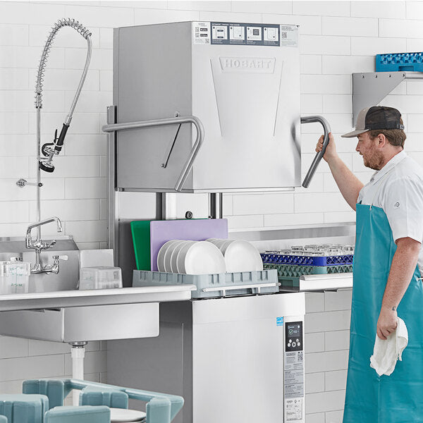Hobart AM16T-BAS-2 High Temperature Door-Style Tall Base Electric Dishwasher with Booster Heater - 208-240V, 3 Phase