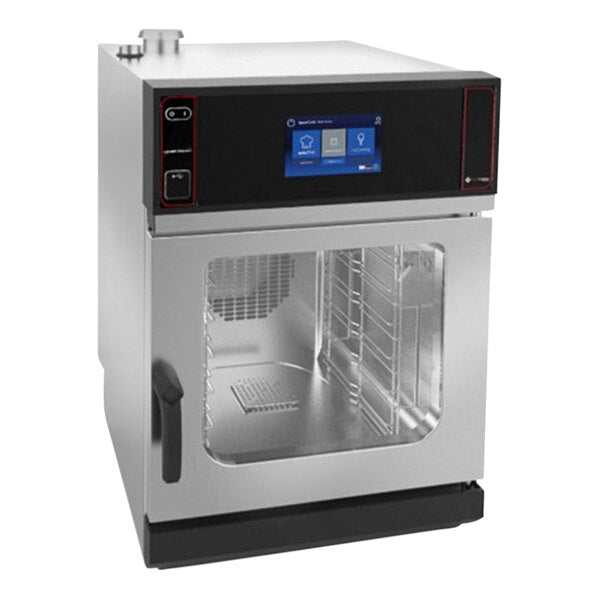 Henny Penny FlexFusion SpaceSaver Plus FSEN610 compact electric combi oven, front angle view, door closed