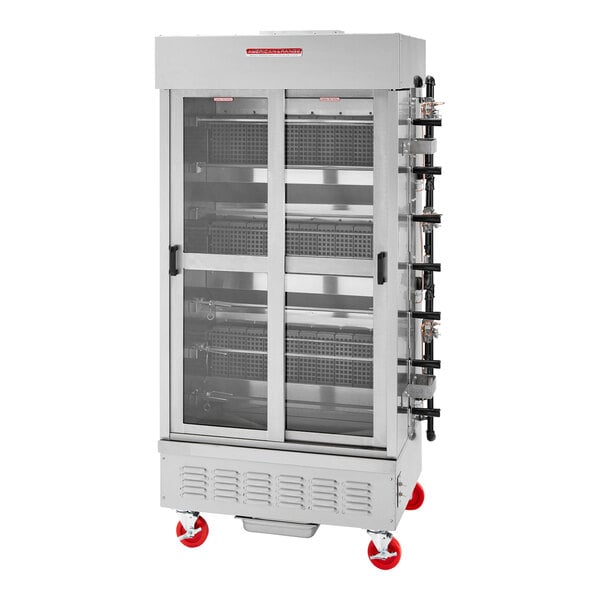 American Range ACB-7 Liquid Propane Rotisserie with 7 Spits and Casters - 105,000 BTU