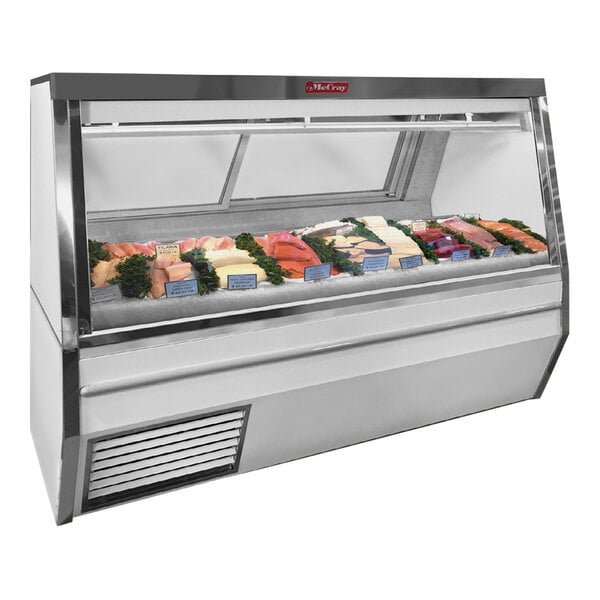 Howard McCray SC-CFS34N-6-LED Series 72" White Double-Duty Refrigerated Fish and Poultry Case - 115V