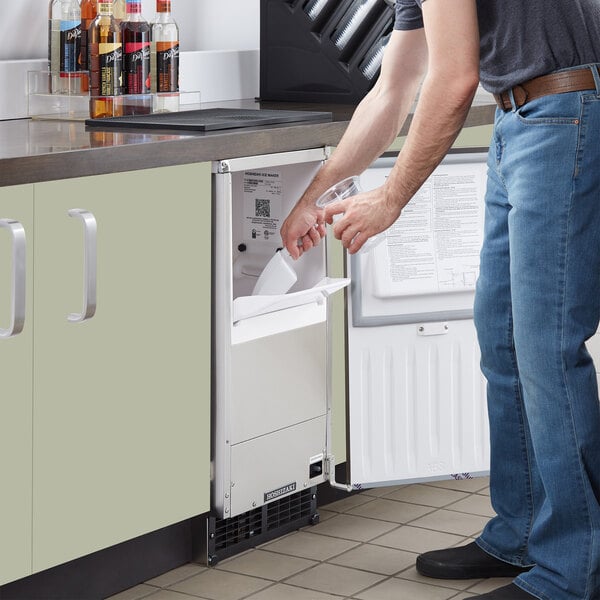 Hoshizaki C-80BAK-ADDS 14 7/8" ADA Compliant Custom Cabinet Air-Cooled Undercounter Cubelet Ice Machine with 27 lb. Storage - 92 lb., 115V