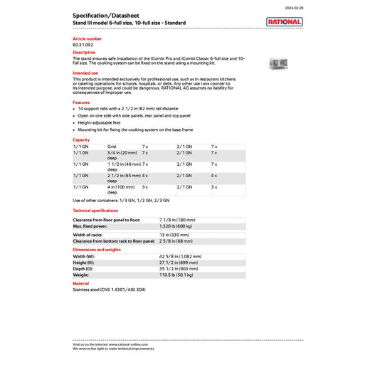 Spec Sheet