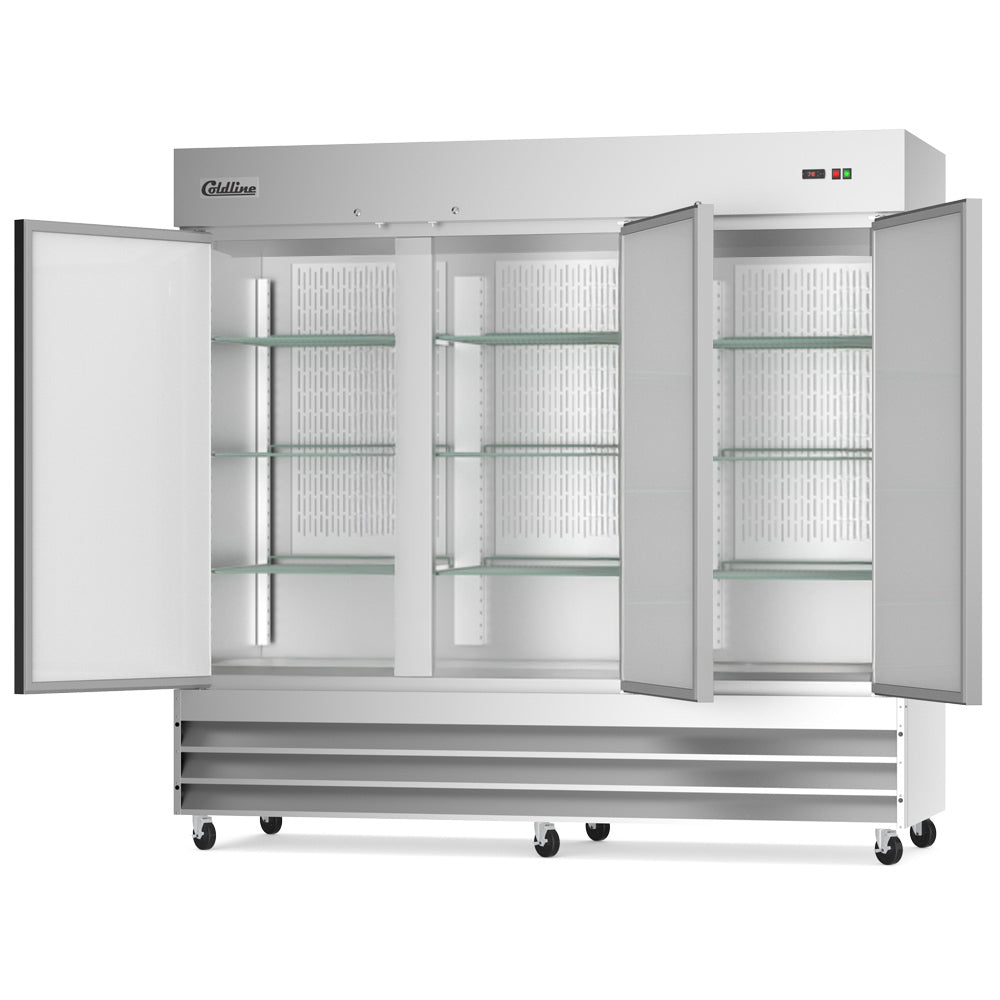 Coldline C-3FF 81" Three Solid Door Commercial Reach-In Freezer - Stainless Steel