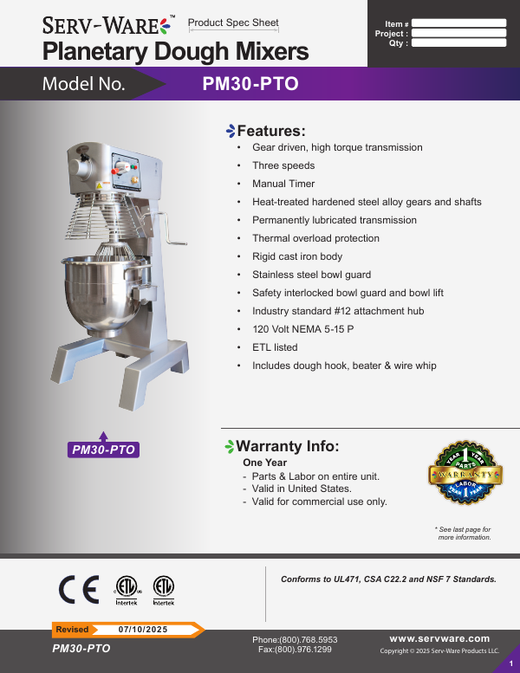 Spec Sheet