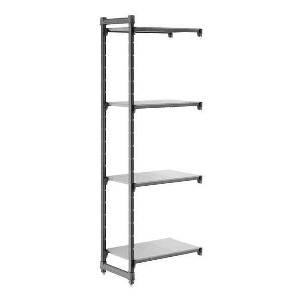 Cambro CBA183084S4580 Camshelving Basics Plus 4-Tier Add-On Unit, 18W x 30L x 84H, Brushed Graphite, 2200 lb