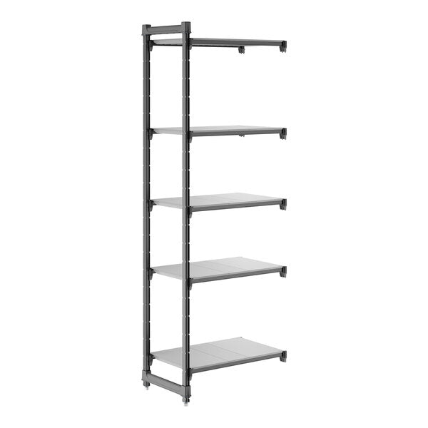 Cambro CBA183084S5580 Camshelving Basics Plus Solid 5-Shelf Add-On Unit - 18" x 30" x 84"