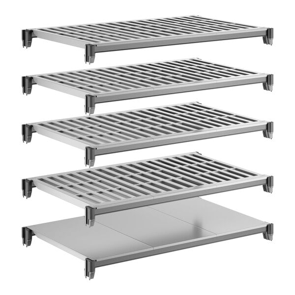 Cambro CBSK2136VS5580 Camshelving Basics Plus Shelf Plate Kit w/ 1 Solid and 4 Vented Shelves - 21"W X 36"L
