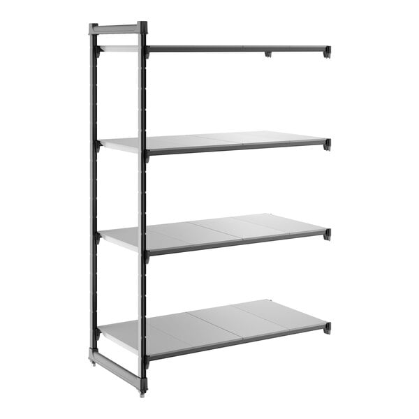 Cambro CBA244872S4580 Camshelving Basics Plus Solid 4-Shelf Add-On Unit - 24" x 48" x 72"