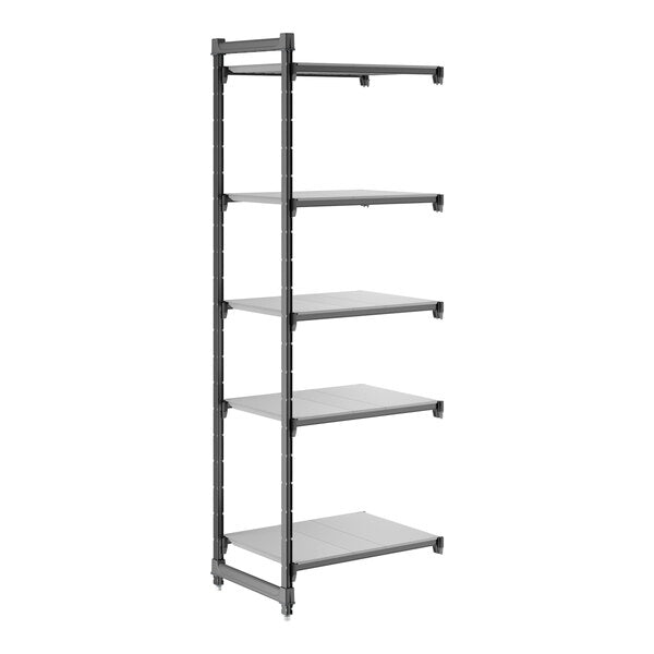 Cambro CBA213084S5580 Camshelving Basics Plus Solid 5-Shelf Add-On Unit - 21" x 30" x 84"