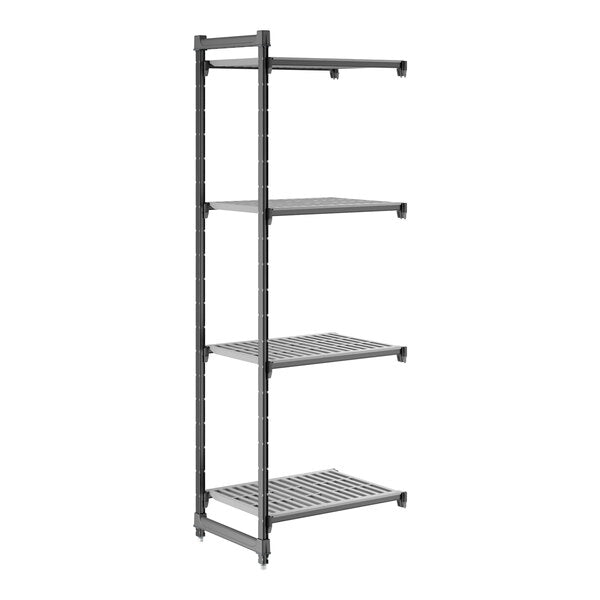 Cambro CBA213084V4580 Camshelving Basics Plus 4-Tier Add-On Unit, 21"W x 30"L x 84"H, Brushed Graphite, 600 lb