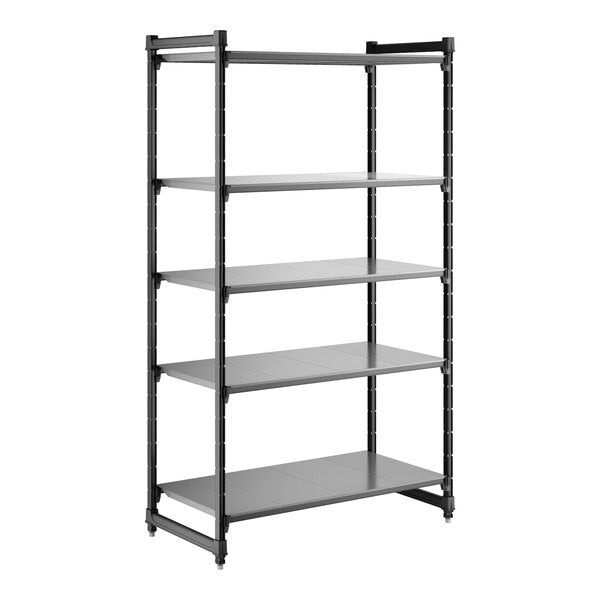 Cambro CBU244884S5580 Camshelving Basics Plus Solid 5-Shelf Starter Unit - 24" x 48" x 84"