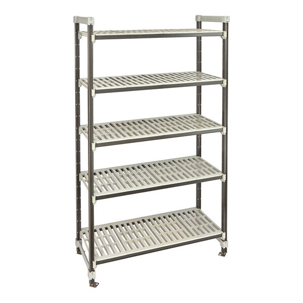 Cambro EST243681V5480 Camshelving Elements XTRA 24"D x 36"L x 81"H 4-Tier Track Shelving System, 2400 lbs, Speckled Gray