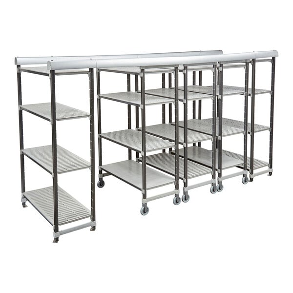 Cambro EXFST143PKG Elements XTRA High Density Track Shelving System, 48"W x 14'L x 82"H, Overhead Track