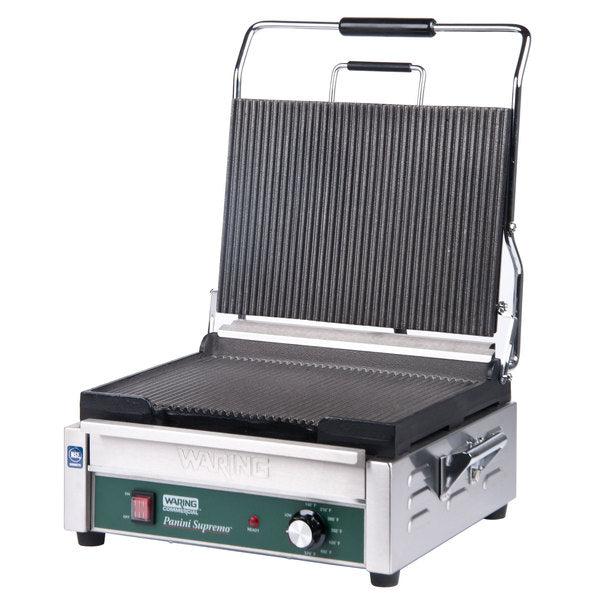 Waring  WPG250B Grooved Top & Bottom Panini Sandwich Grill - 14 1/2