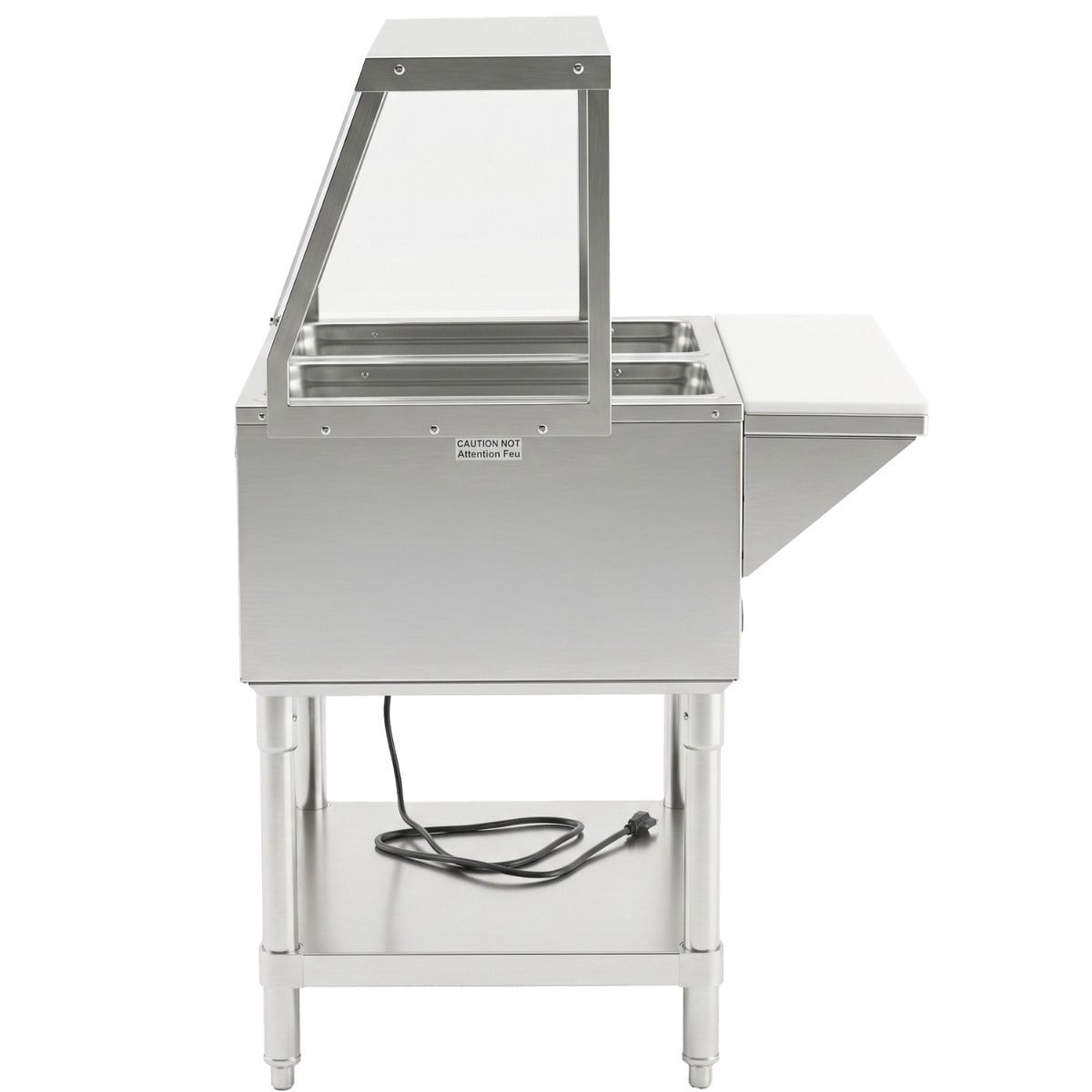 Prepline EST30-2O-SG electric steam table with sneeze guard, side view