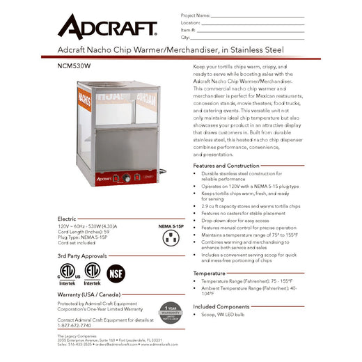 NCM530W Spec Sheet
