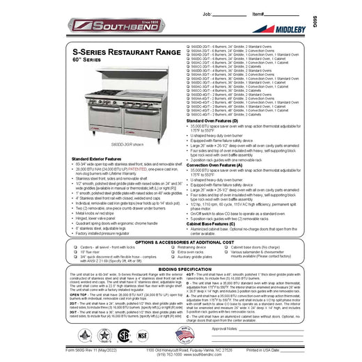 Product Family Spec Sheet