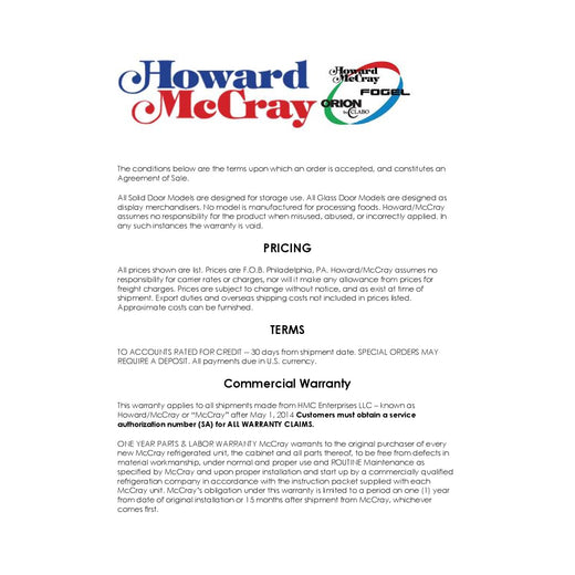 Howard McCray Warranty