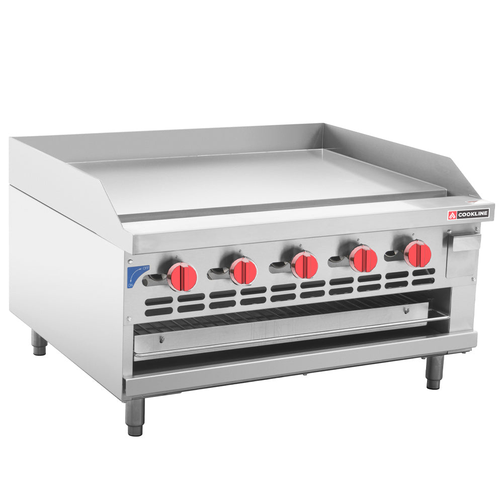 Cookline RGB-36M 36" gas raised griddle broiler, front angle view