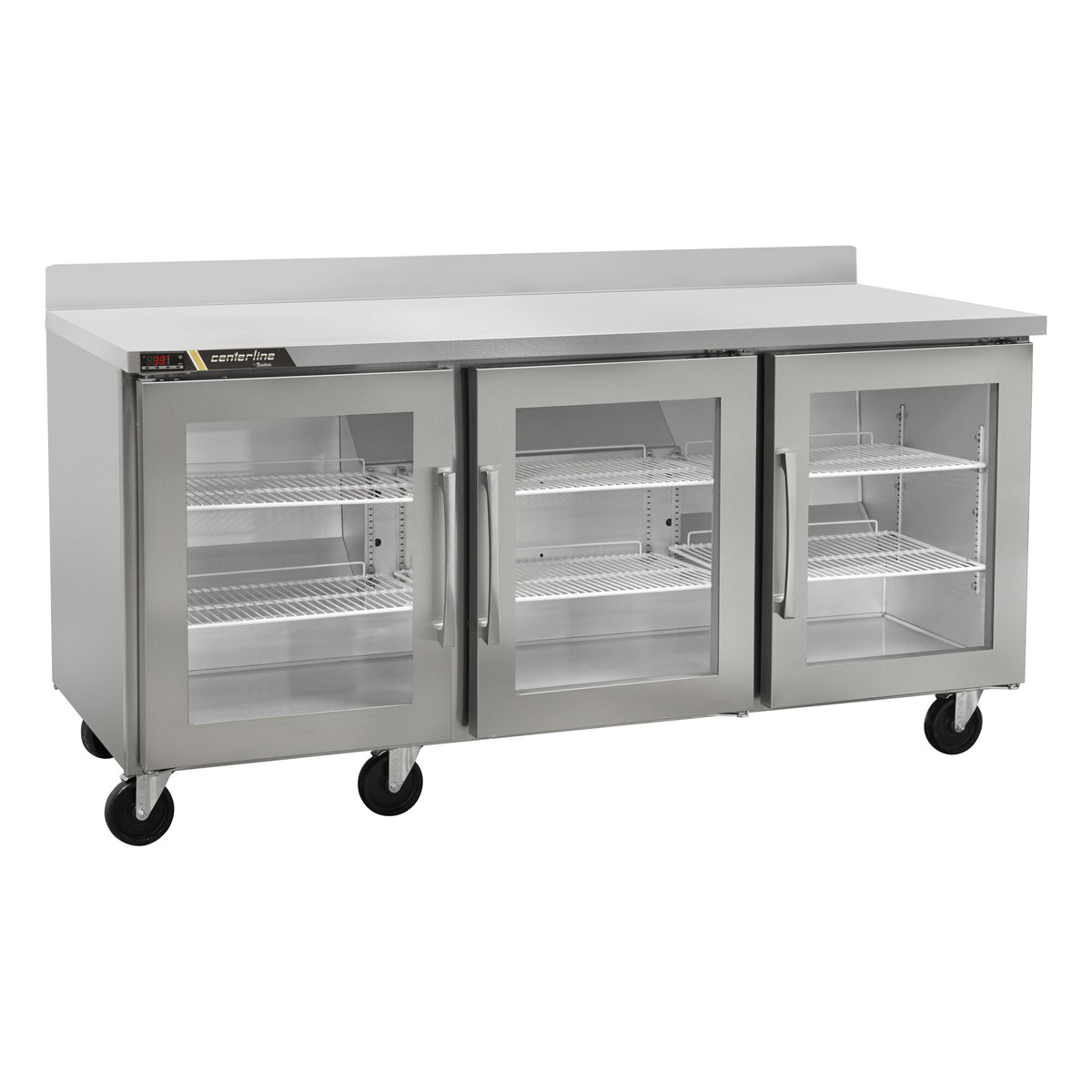 Traulsen CLUC-72R-GD-WTRRR 72.19-Inch Worktop Glass Door Refrigerator — 3 doors