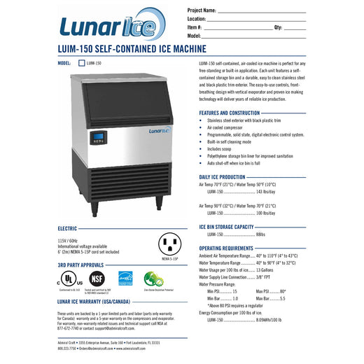 LUIM-150 Spec Sheet
